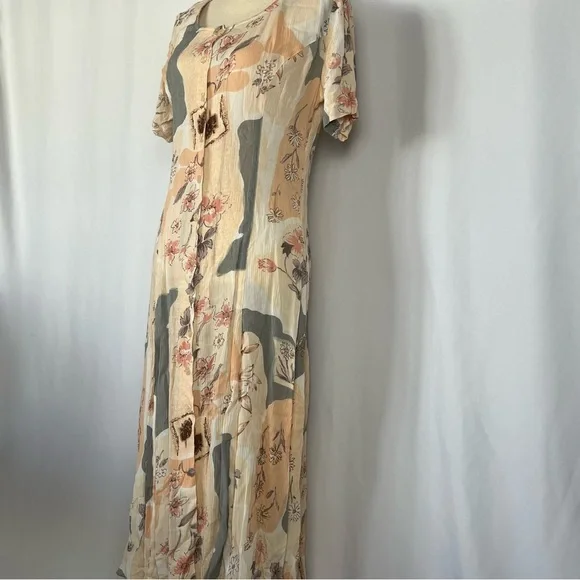 Together Orange Pink Sheath Midi Dress Casual Crew Neck - Picture 3 of 6